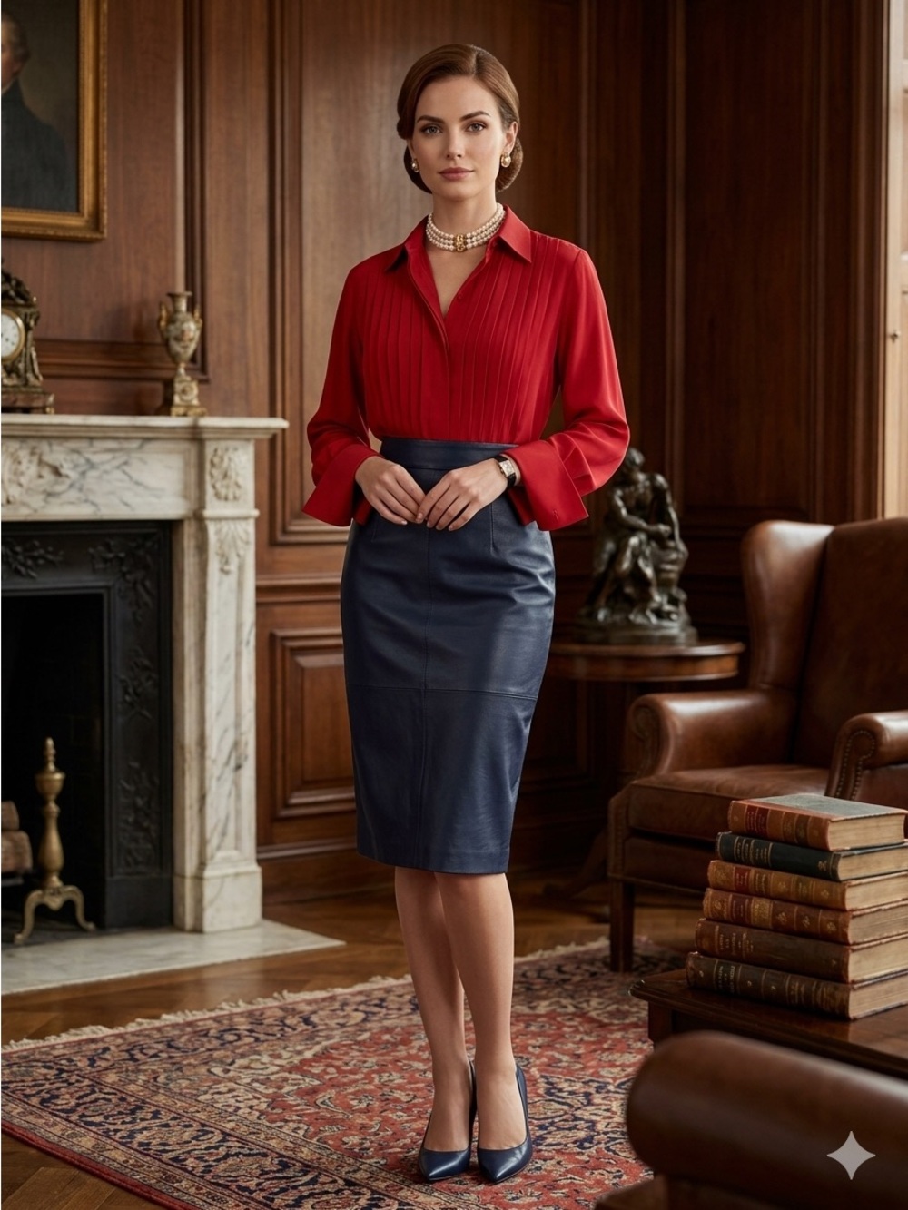 Balenciaga Uniformes Classic Navy Pencil Skirt - Sleek Professional Style